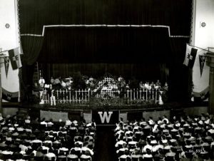 Western's first president, Henry Hardin Cherry, addresses students in at the chapel within Van Meter Hall sometime between 1934 and 1937.