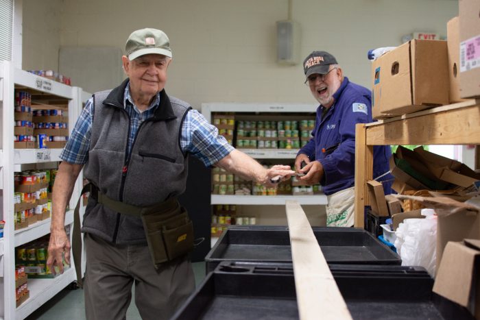 Construction of wall divider at Community Grocery Store