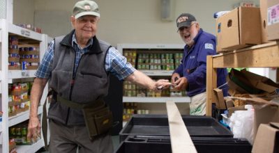 Construction of wall divider at Community Grocery Store